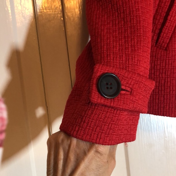 Talbots Double Breasted Textured Red Blazer Front Pockets SZ 10P R1 - Picture 5 of 9
